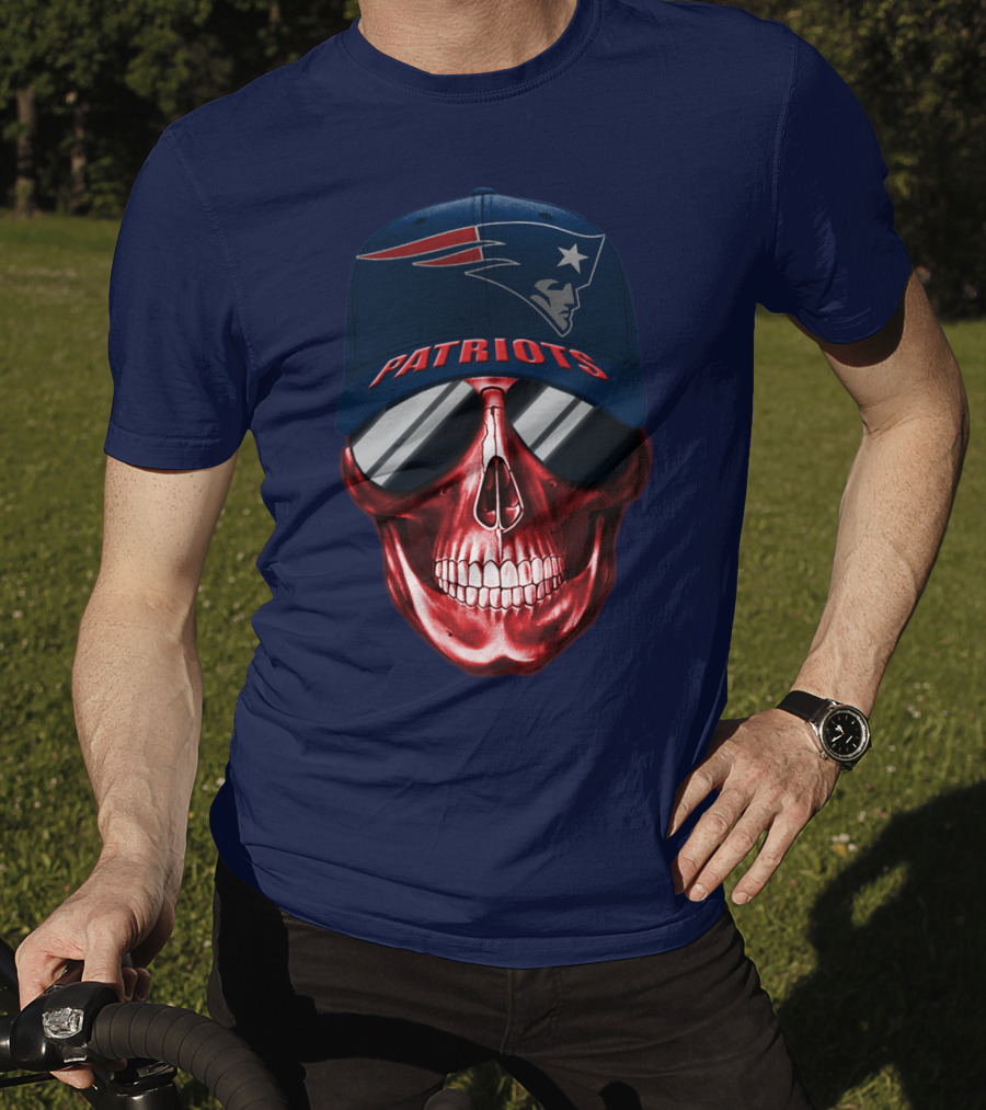 Patriots Skull With Nfl Logo Hat T-Shirt