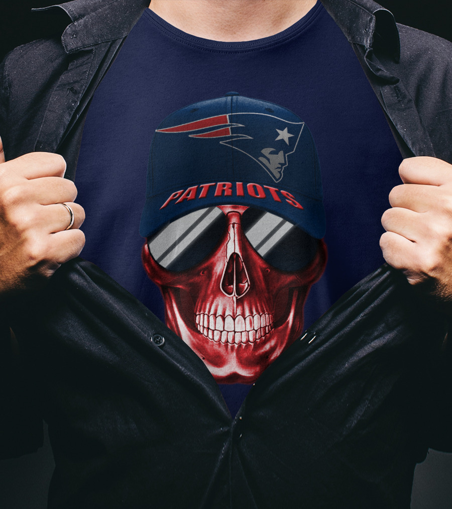 Patriots Skull With Nfl Logo Hat T-Shirt