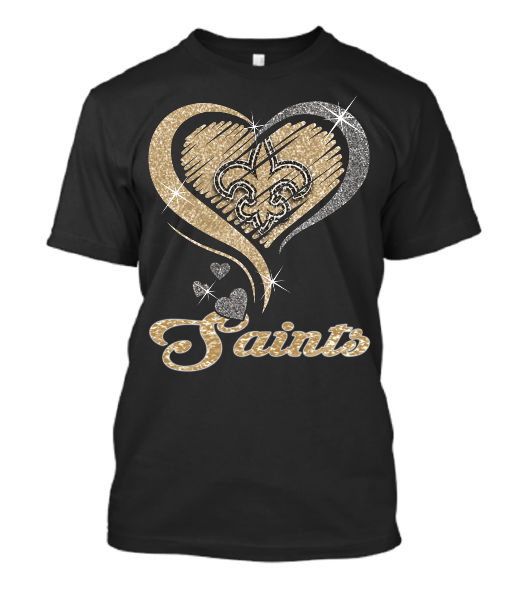 New Orleans Saints Fleur-De-Lis Heart Sparkle T-Shirt