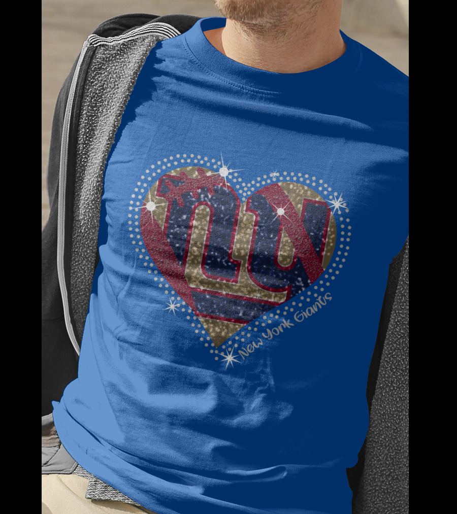 New York Giants Heart Sparkle Football T-Shirt