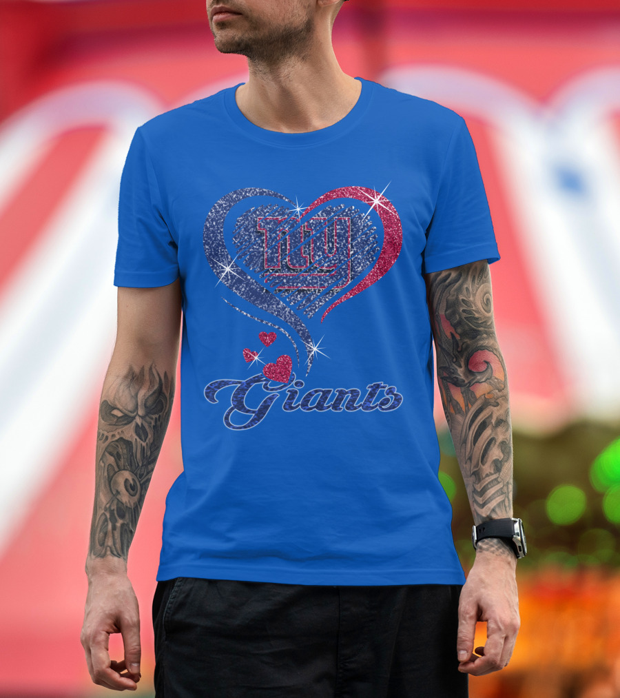 Giants New York Heart Logo Sparkle T-Shirt