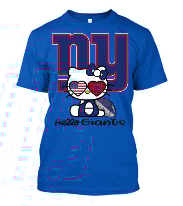 Hello Giants Ny Football Kitty With Heart Sunglasses T-Shirt