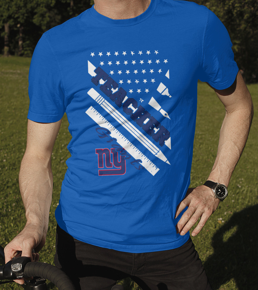 New York Giants Teacher Stars And Stripes Ruler Pen T-Shirt