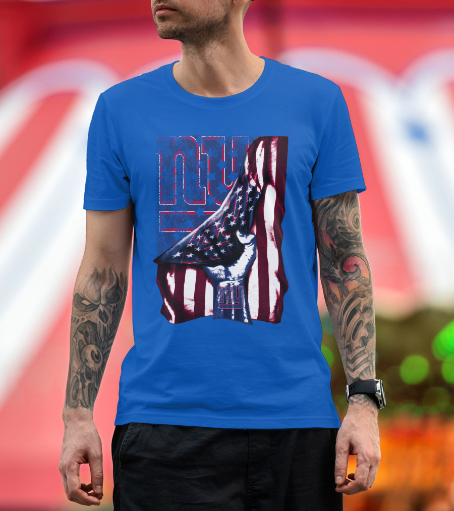 New York Giants American Flag Fist T-Shirt