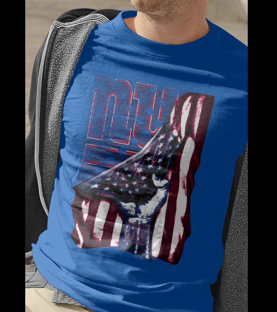 New York Giants American Flag Fist T-Shirt