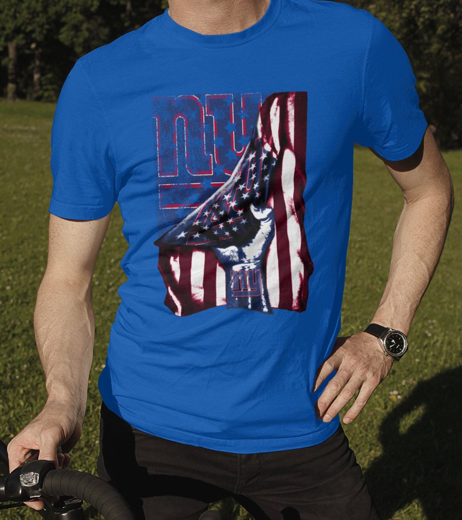 New York Giants American Flag Fist T-Shirt
