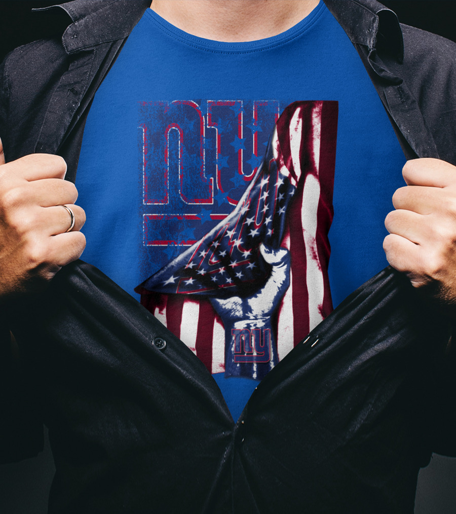 New York Giants American Flag Fist T-Shirt