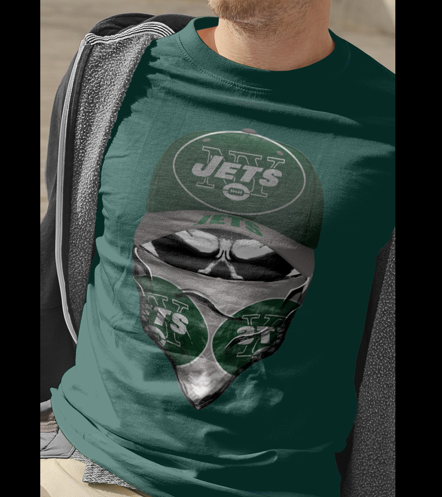 New York Jets Football Fan Mask And Cap Set T-Shirt
