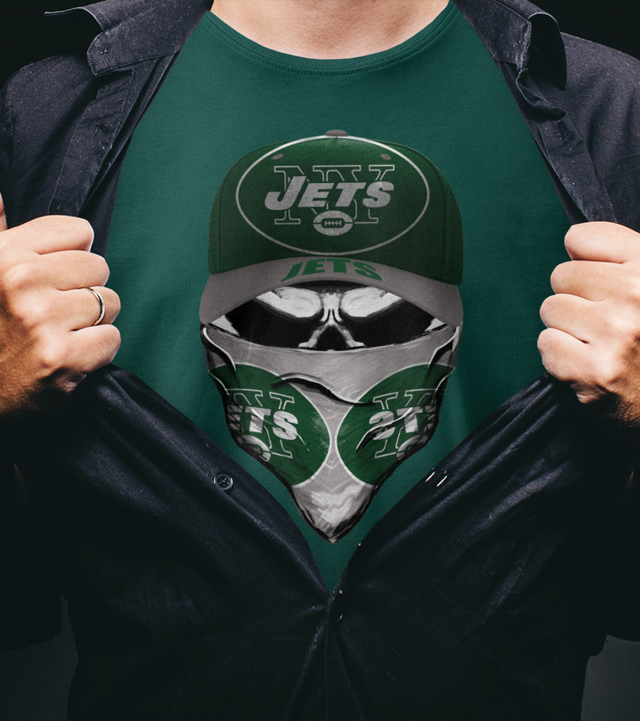 New York Jets Football Fan Mask And Cap Set T-Shirt