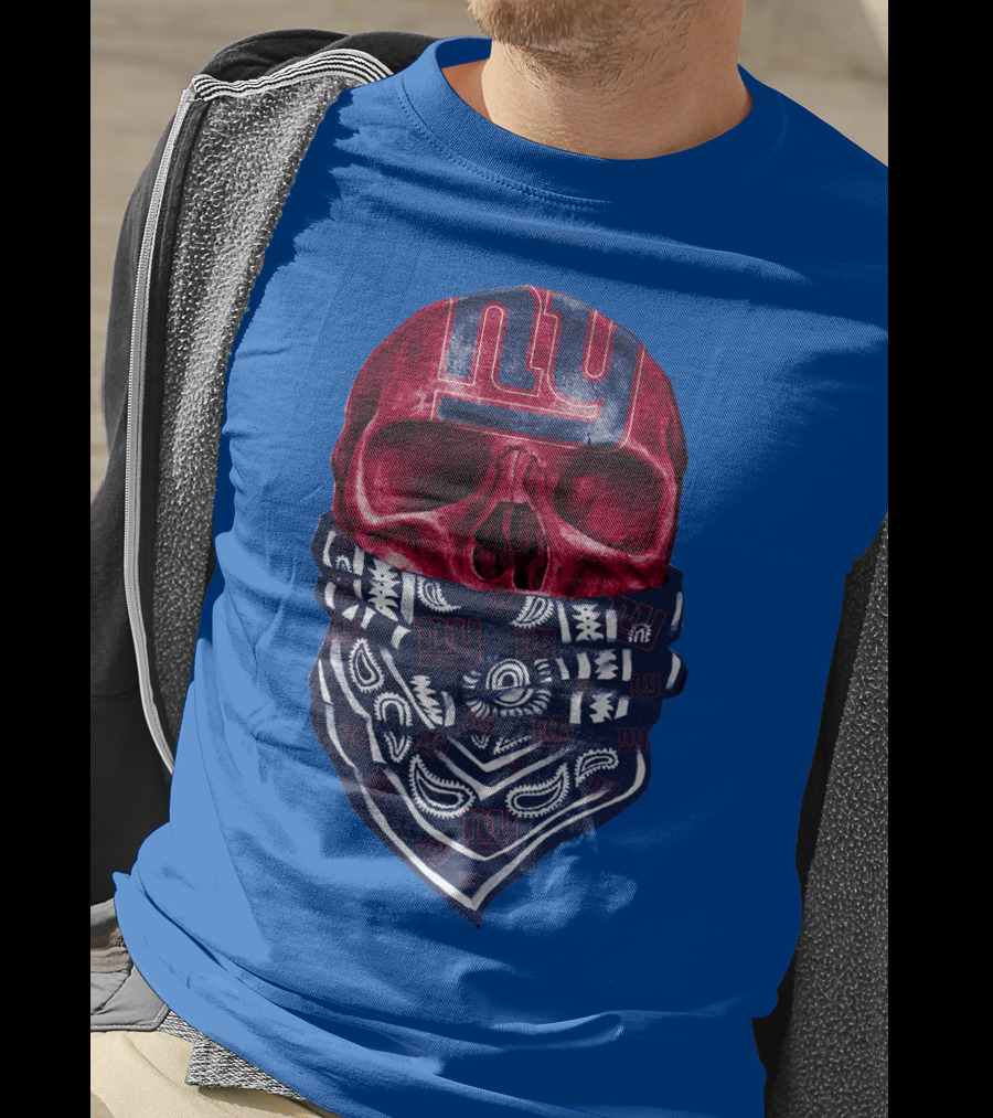 Newyork Giants Skull With Bandana And Team T-Shirt