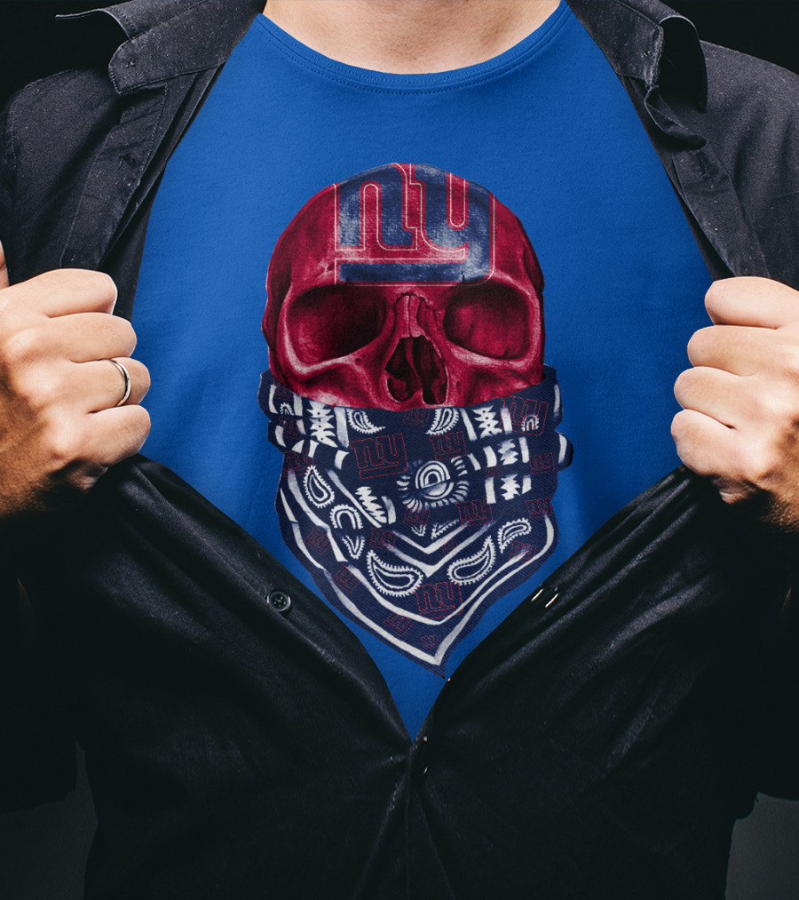 Newyork Giants Skull With Bandana And Team T-Shirt