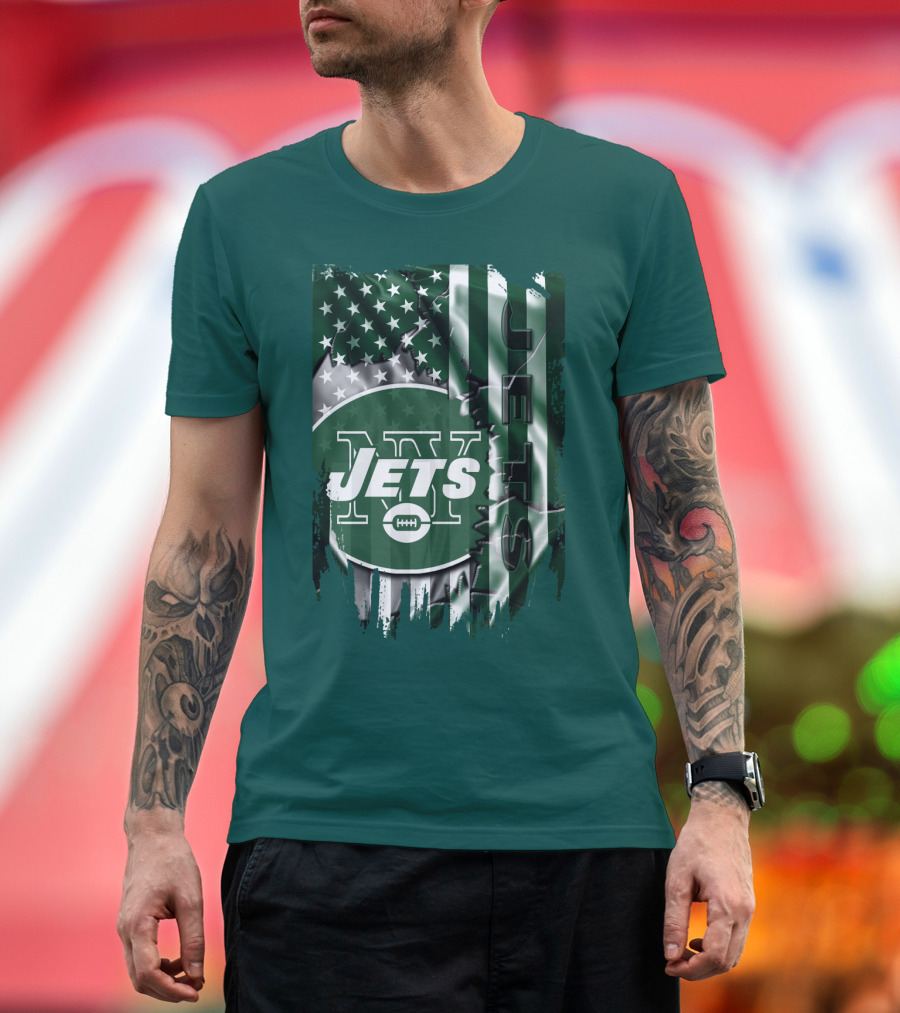 New York Jets American Flag Football T-Shirt