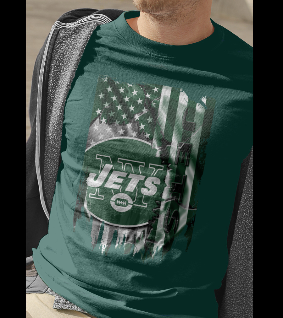New York Jets American Flag Football T-Shirt