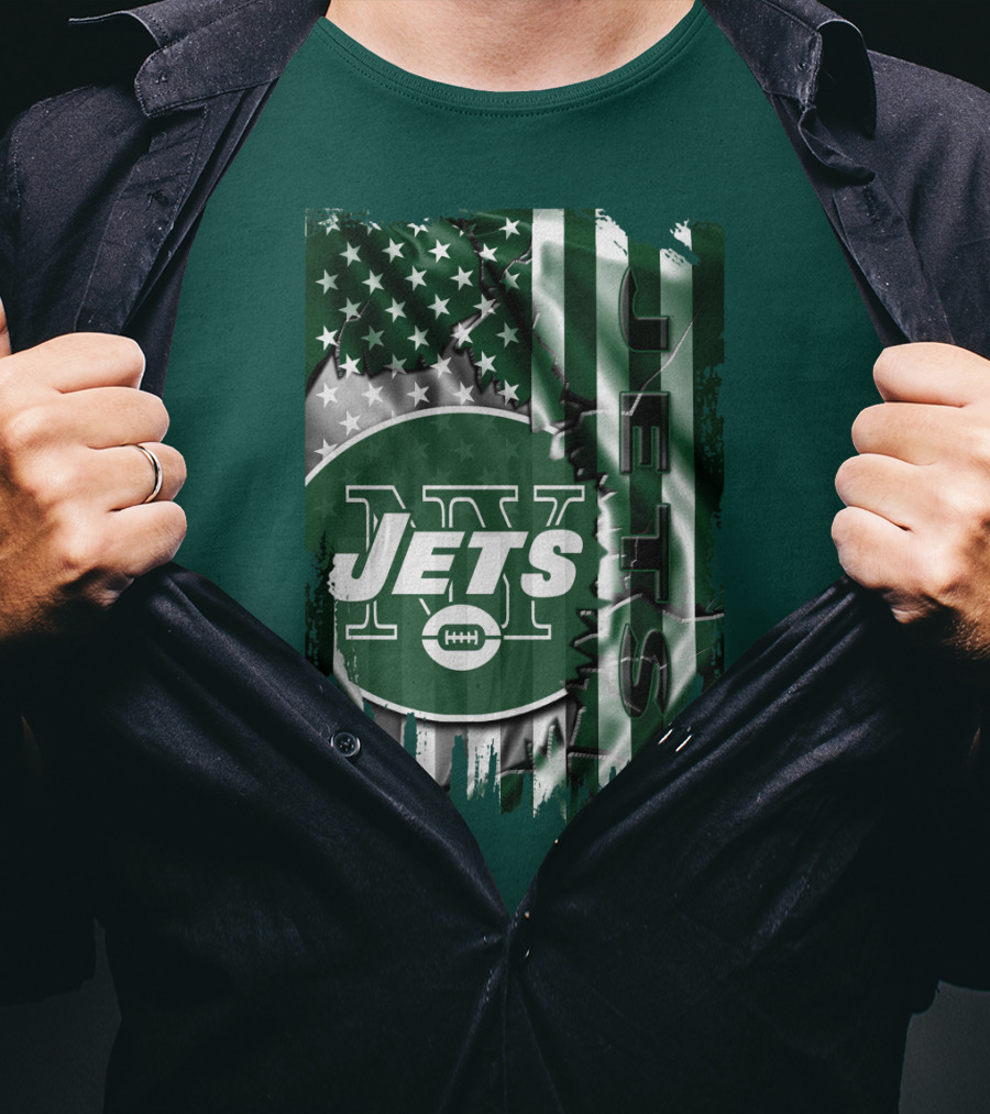 New York Jets American Flag Football T-Shirt