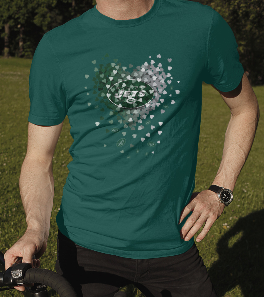 New York Jets Heart Logo With Green White Heart T-Shirt