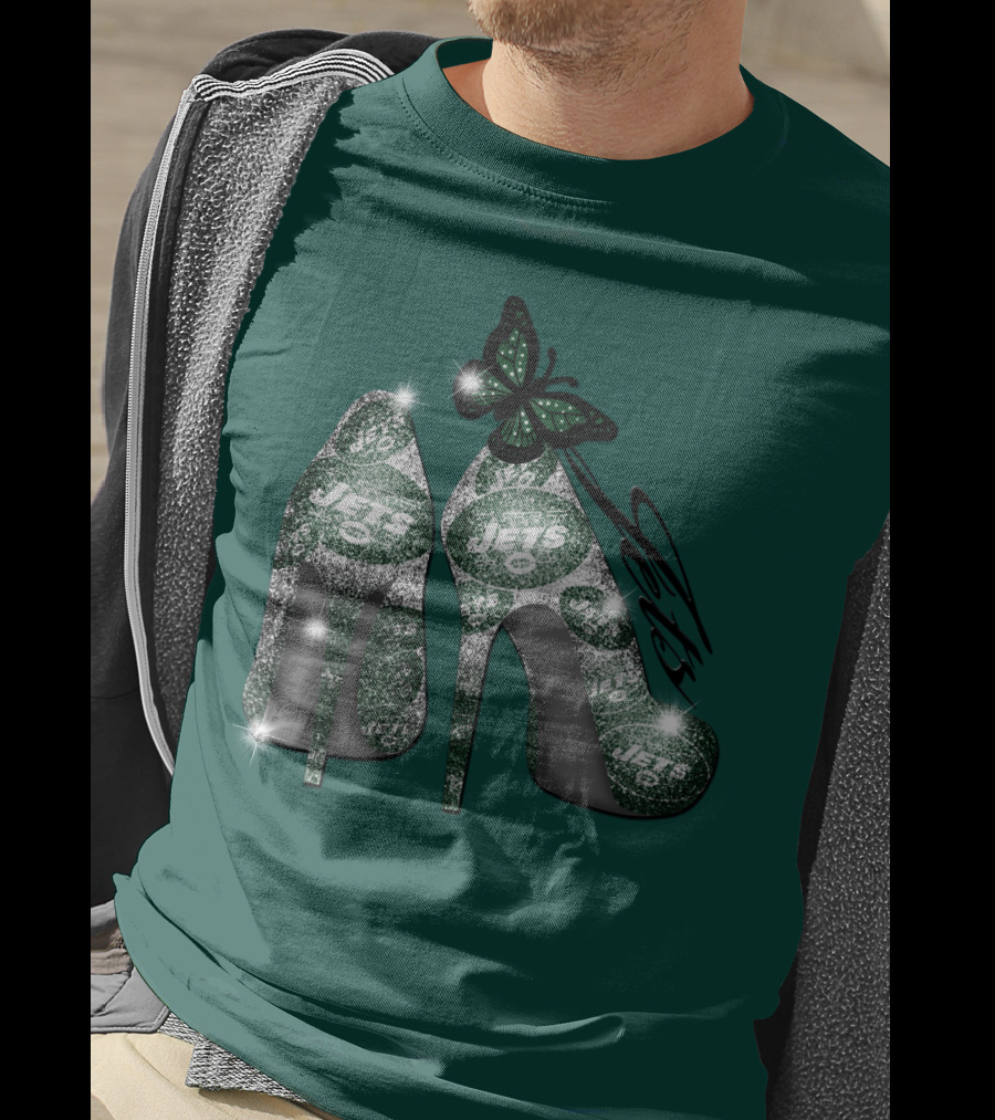Jets Football High Heels With Butterfly T-Shirt