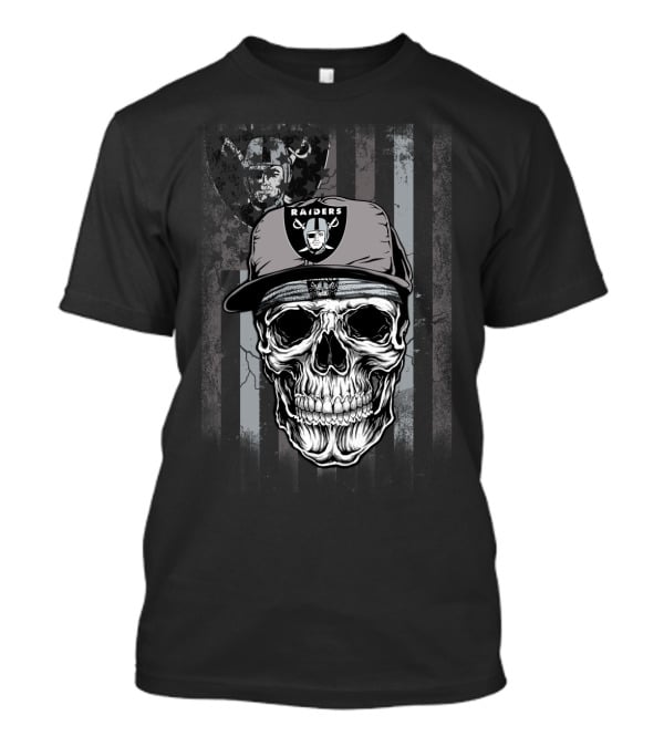 Oakland Raiders Skull With Raiders Cap And Team T-Shirt