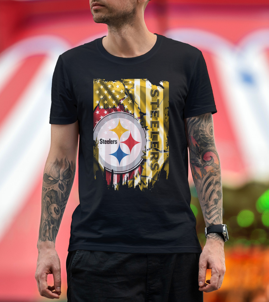 Pittsburgh Steelers Team Colors And Iconic Logomania T-Shirt