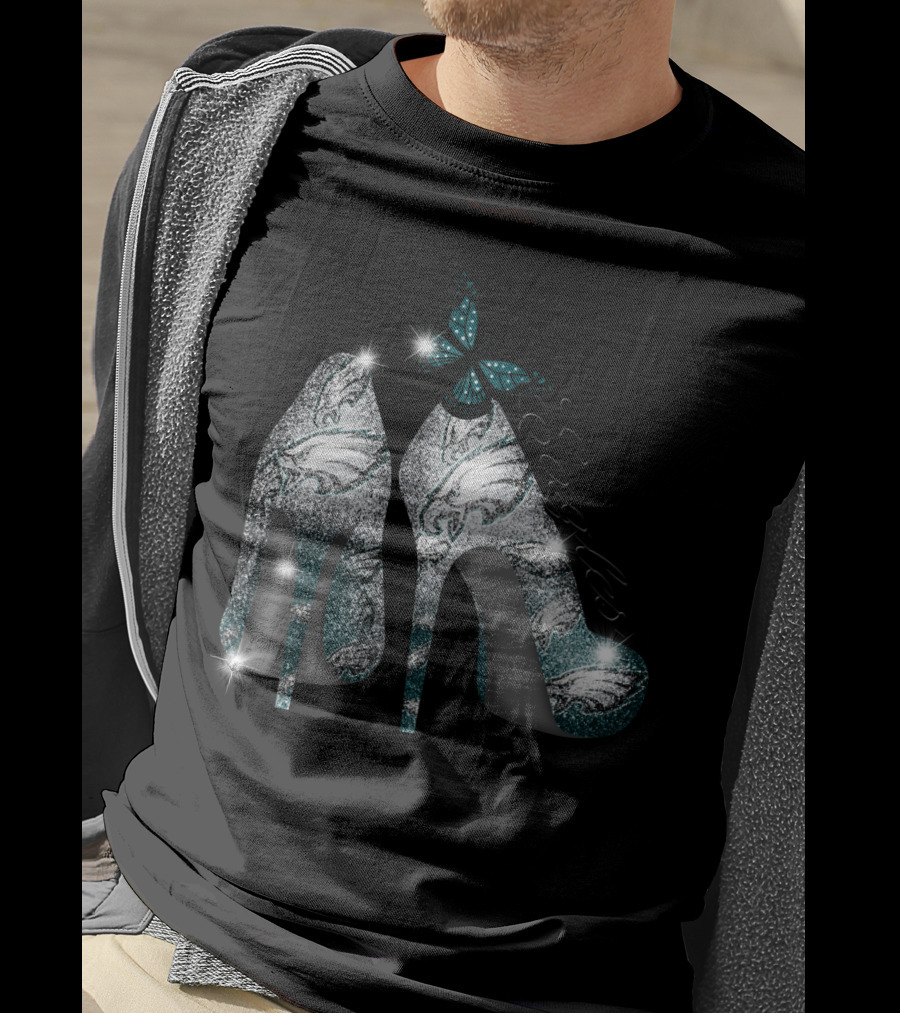 Philadelphia Eagles Heels With Butterfly T-Shirt