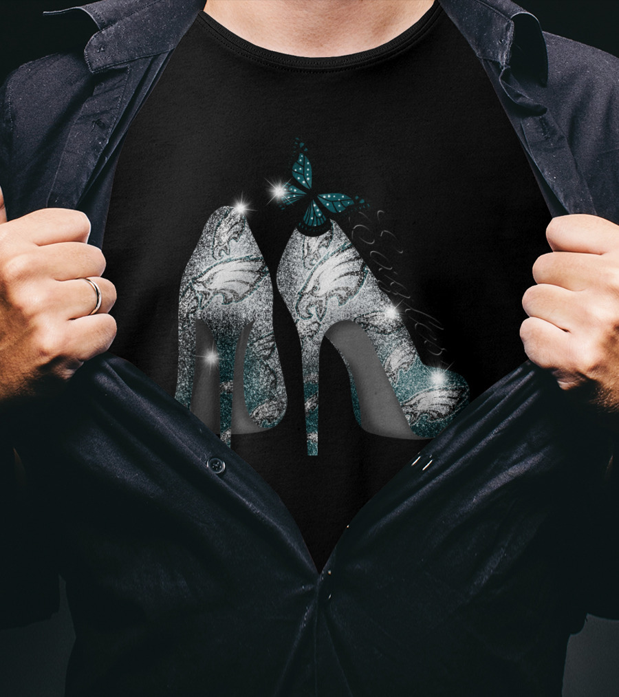 Philadelphia Eagles Heels With Butterfly T-Shirt
