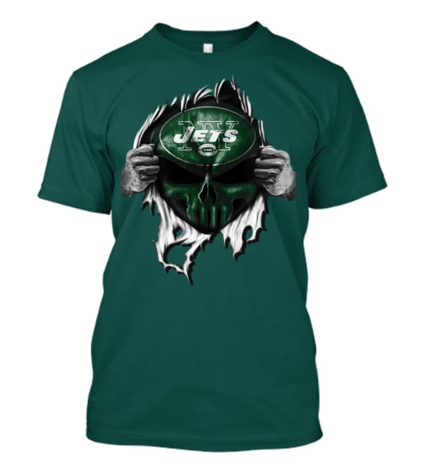 New York Jets Skull Ripping Football Helmet T-Shirt