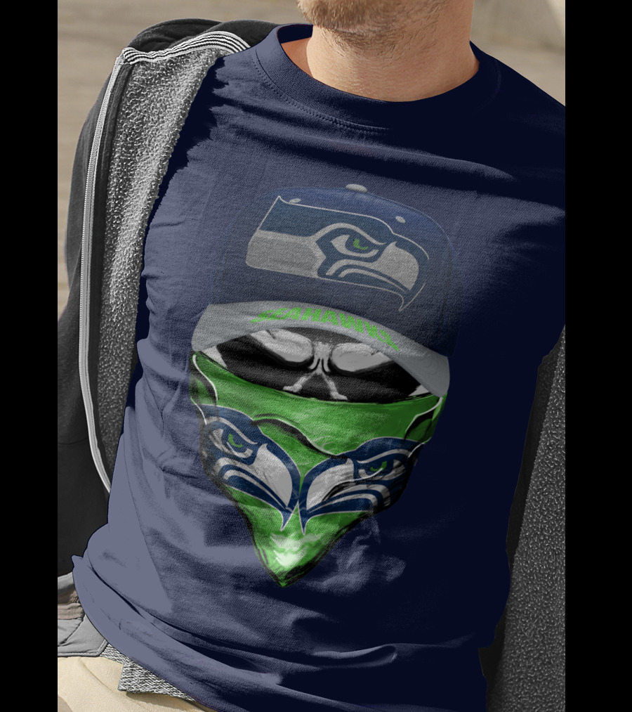 Seattle Seahawks Logo Hat And Bandana T-Shirt