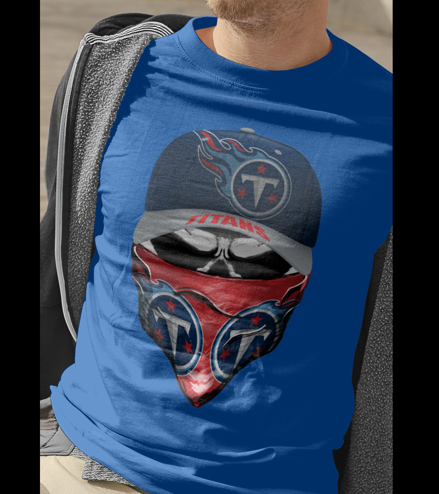 Tennessee Titans Logo Bandana And Cap Combination T-Shirt