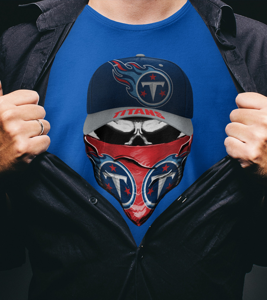 Tennessee Titans Logo Bandana And Cap Combination T-Shirt