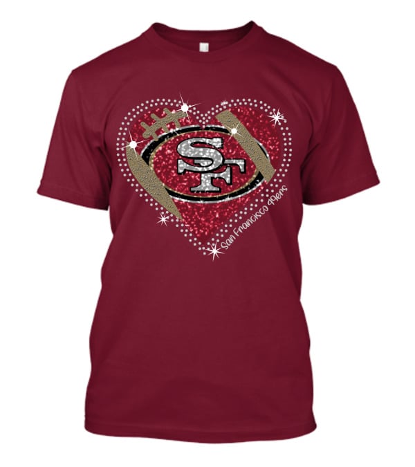San Francisco 49ers Heart Sparkle Motif T-Shirt