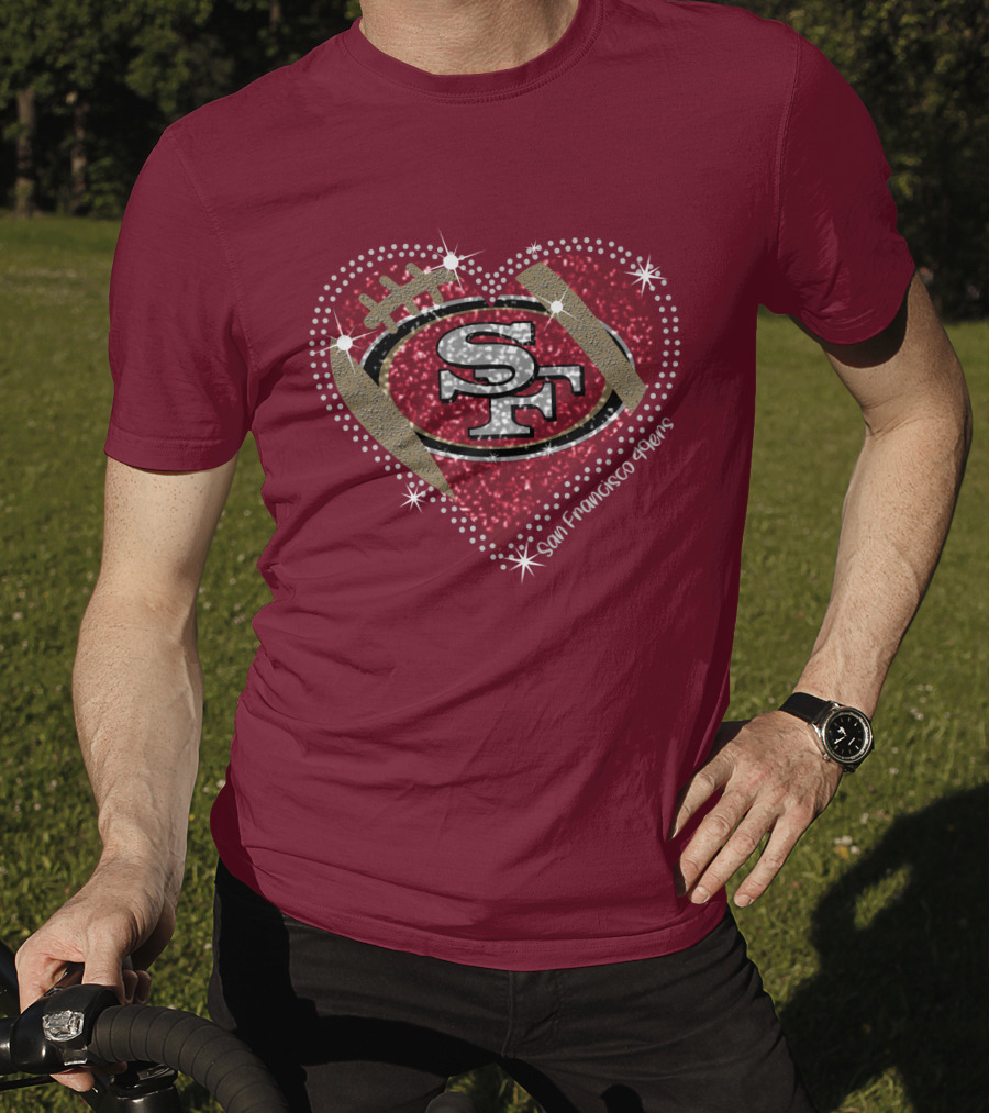 San Francisco 49ers Heart Sparkle Motif T-Shirt
