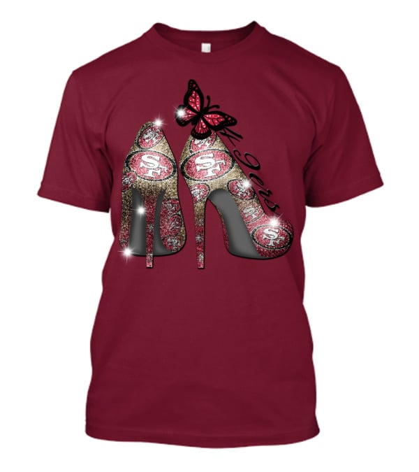 San Francisco 49ers High Heels Butterfly Sparkle T-Shirt