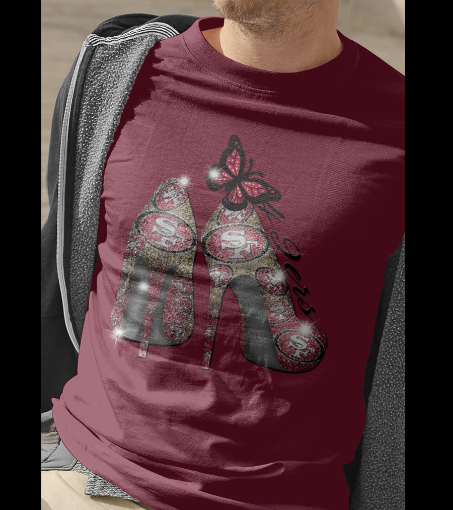 San Francisco 49ers High Heels Butterfly Sparkle T-Shirt