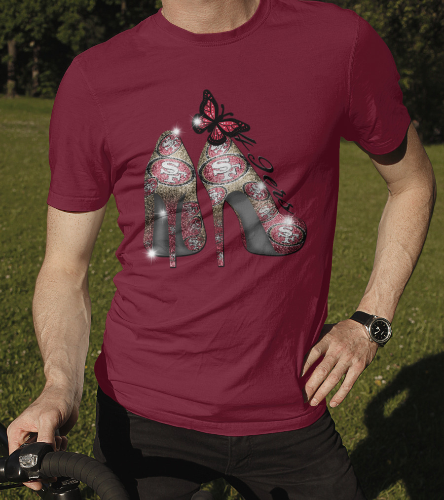 San Francisco 49ers High Heels Butterfly Sparkle T-Shirt
