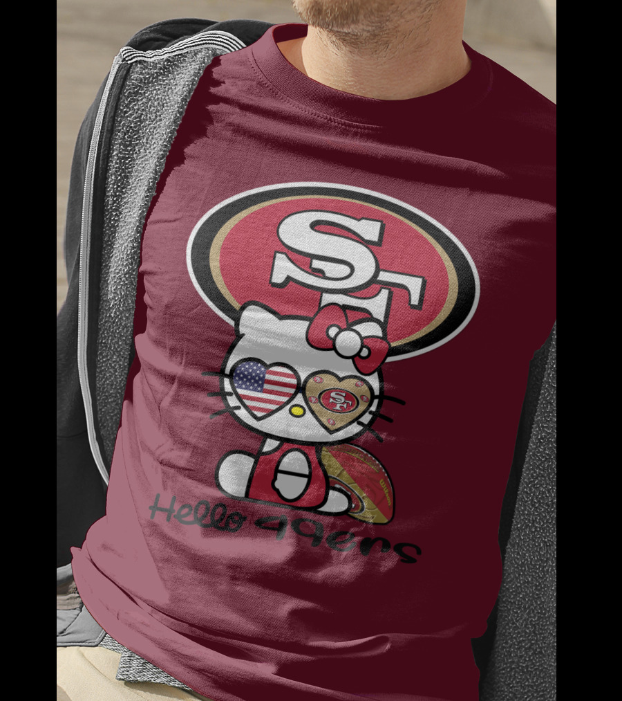 Hello 49ers San Francisco 49ers Football Fan Heart Kitty T-Shirt