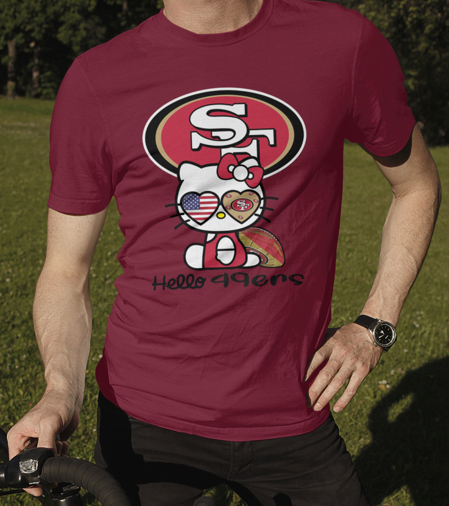 Hello 49ers San Francisco 49ers Football Fan Heart Kitty T-Shirt