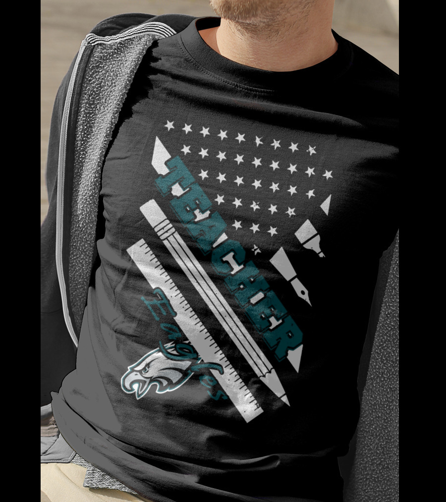 Philadelphia Eagles Teacher Usa Flag T-Shirt