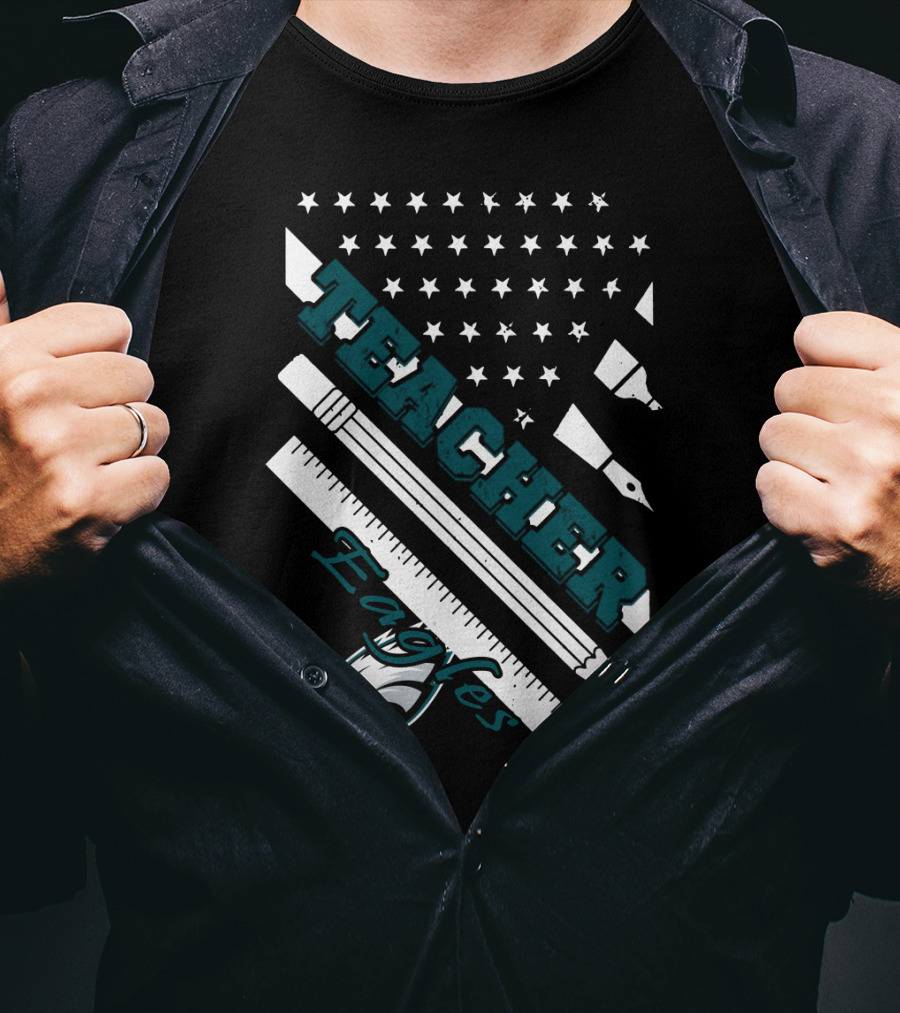 Philadelphia Eagles Teacher Usa Flag T-Shirt