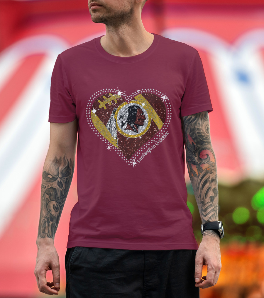 Washington Redskins Heart Football T-Shirt