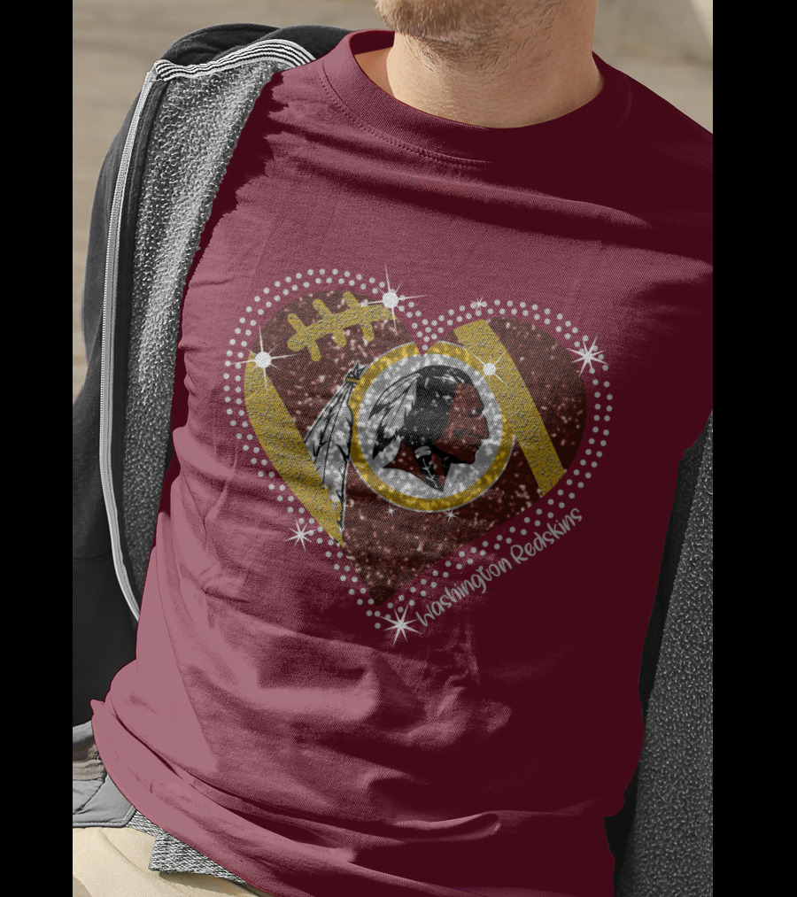 Washington Redskins Heart Football T-Shirt