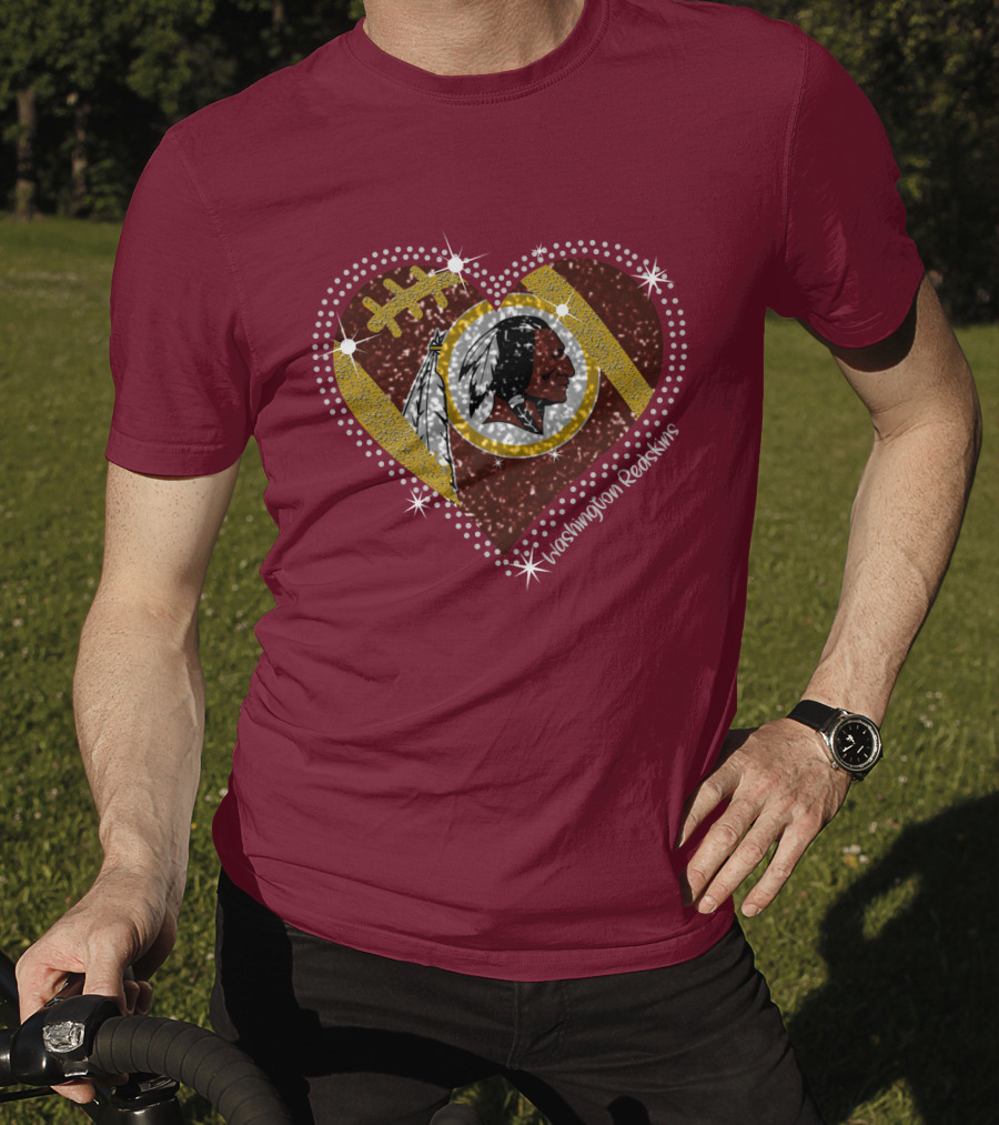 Washington Redskins Heart Football T-Shirt