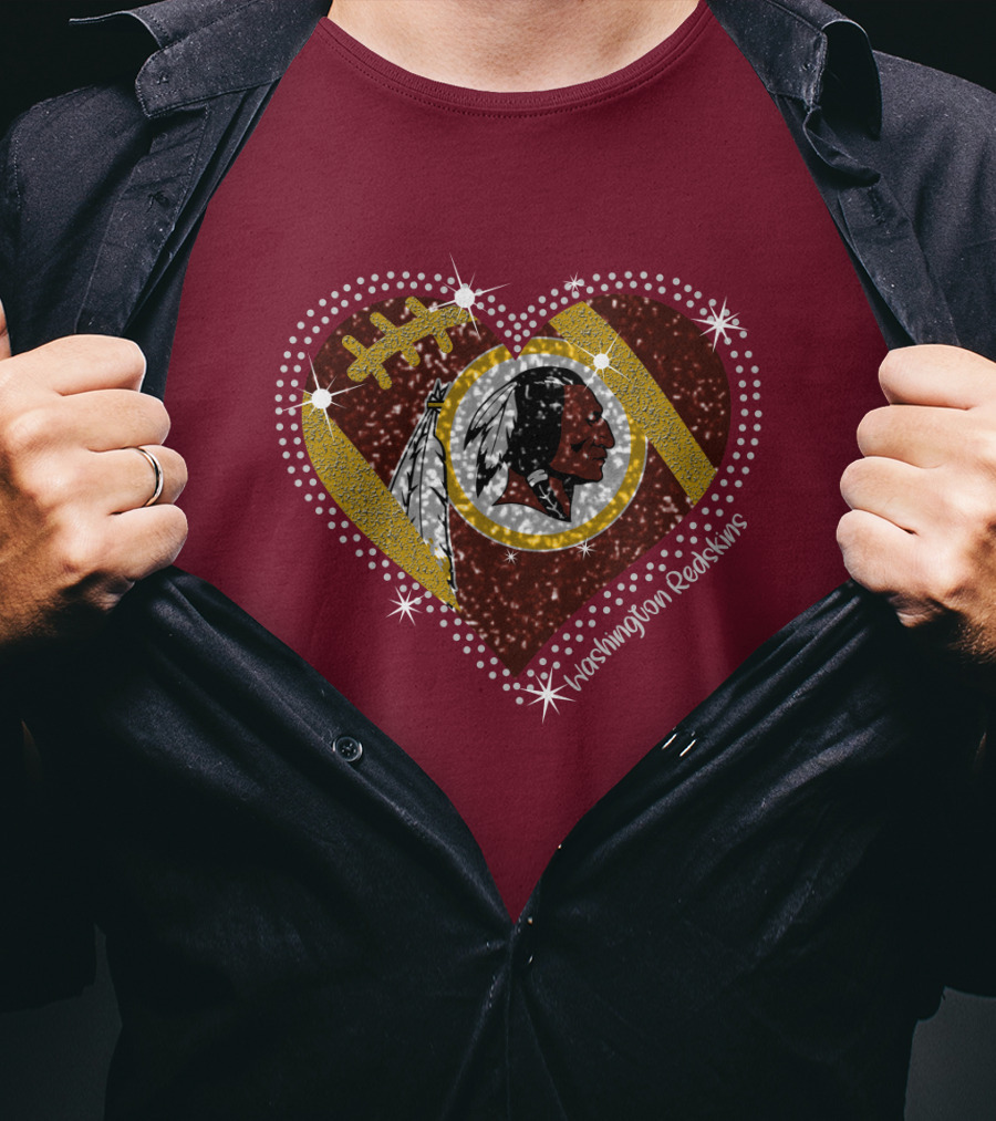 Washington Redskins Heart Football T-Shirt