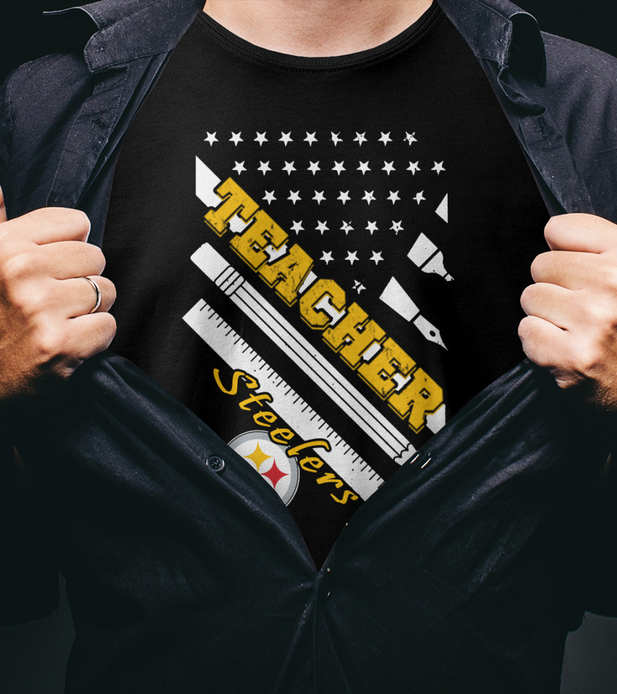 Pittsburgh Steelers Teacher Stars And Supplies T-Shirt