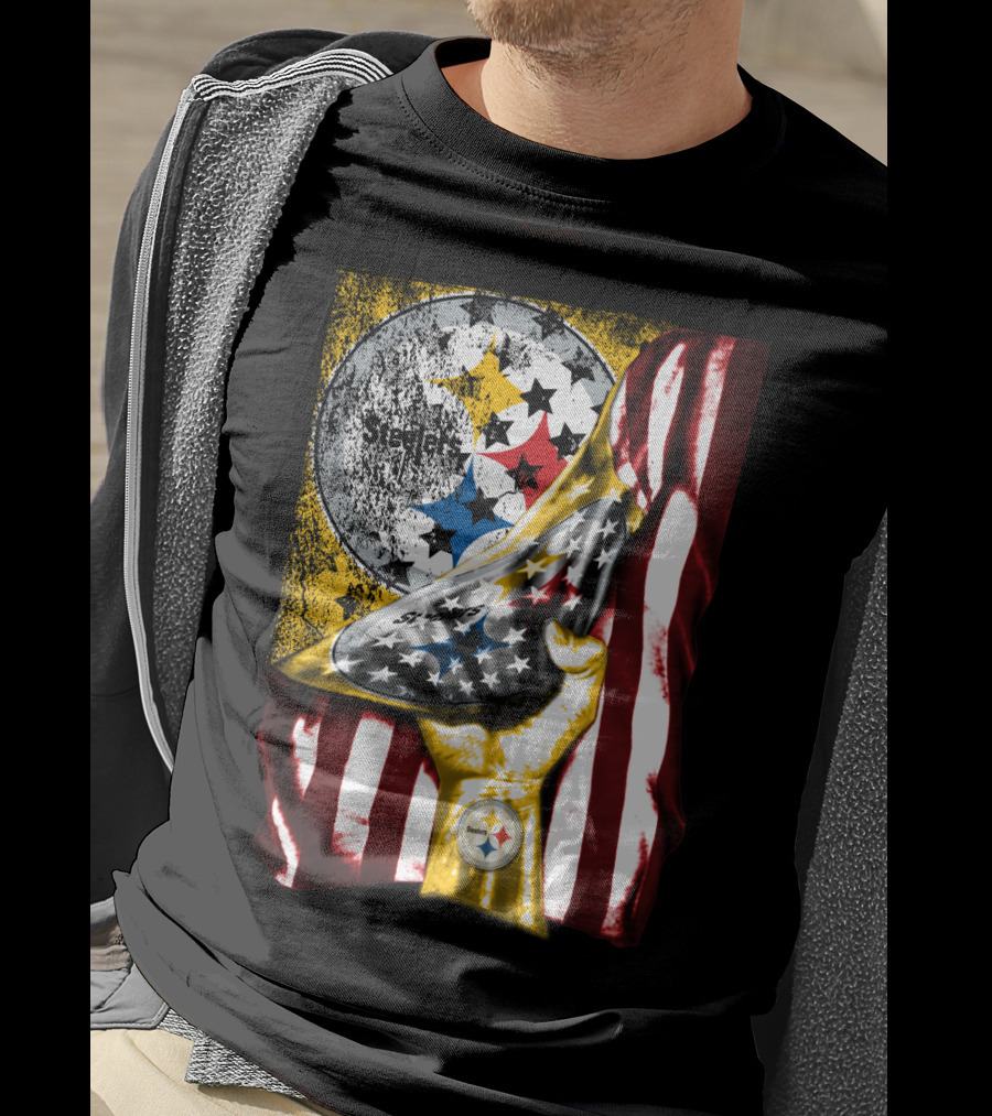 Pittsburgh Steelers American Flag Trophy T-Shirt