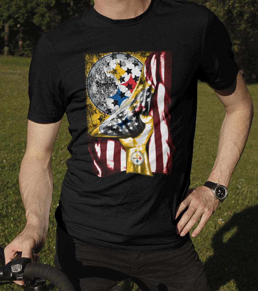 Pittsburgh Steelers American Flag Trophy T-Shirt