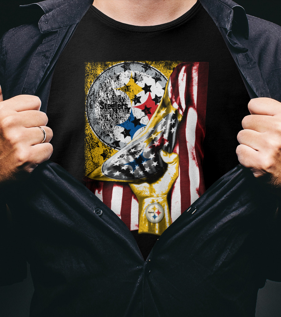 Pittsburgh Steelers American Flag Trophy T-Shirt