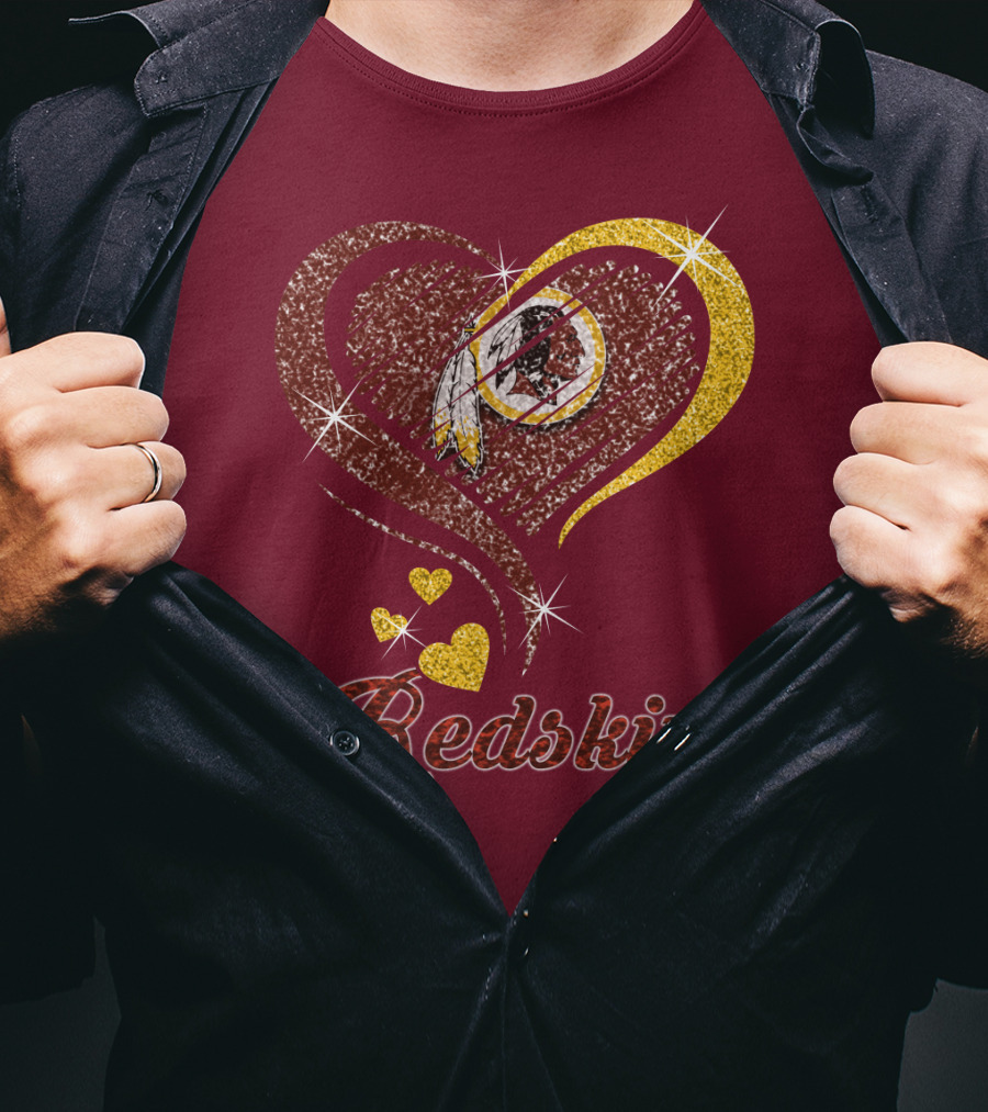 Redskins Heart Gold Football Team T-Shirt