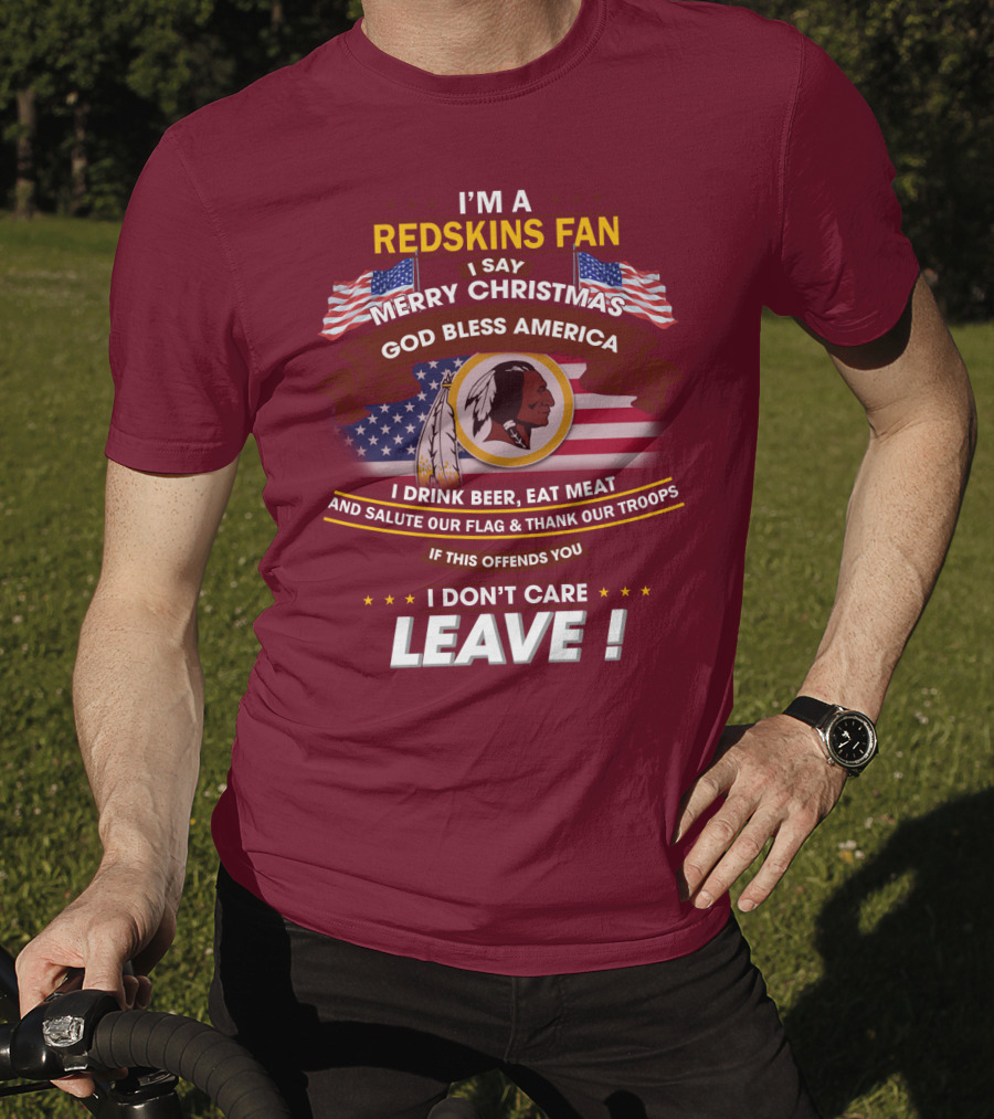 I'm A Redskins Fan Merry Christmas God Bless America T-Shirt
