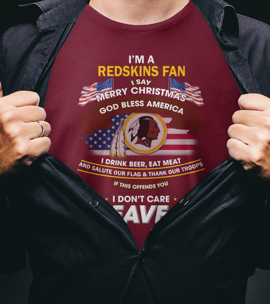I'm A Redskins Fan Merry Christmas God Bless America T-Shirt