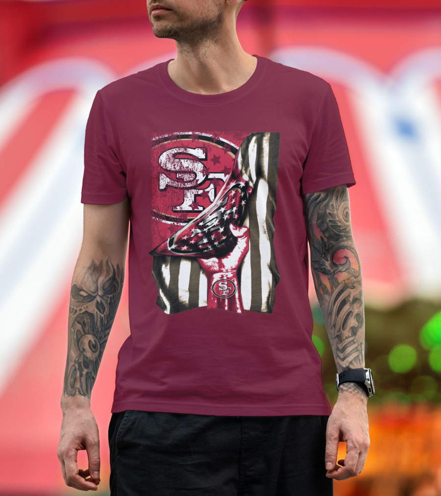 San Francisco 49ers Sf Hand Flag Stars Stripes T-Shirt