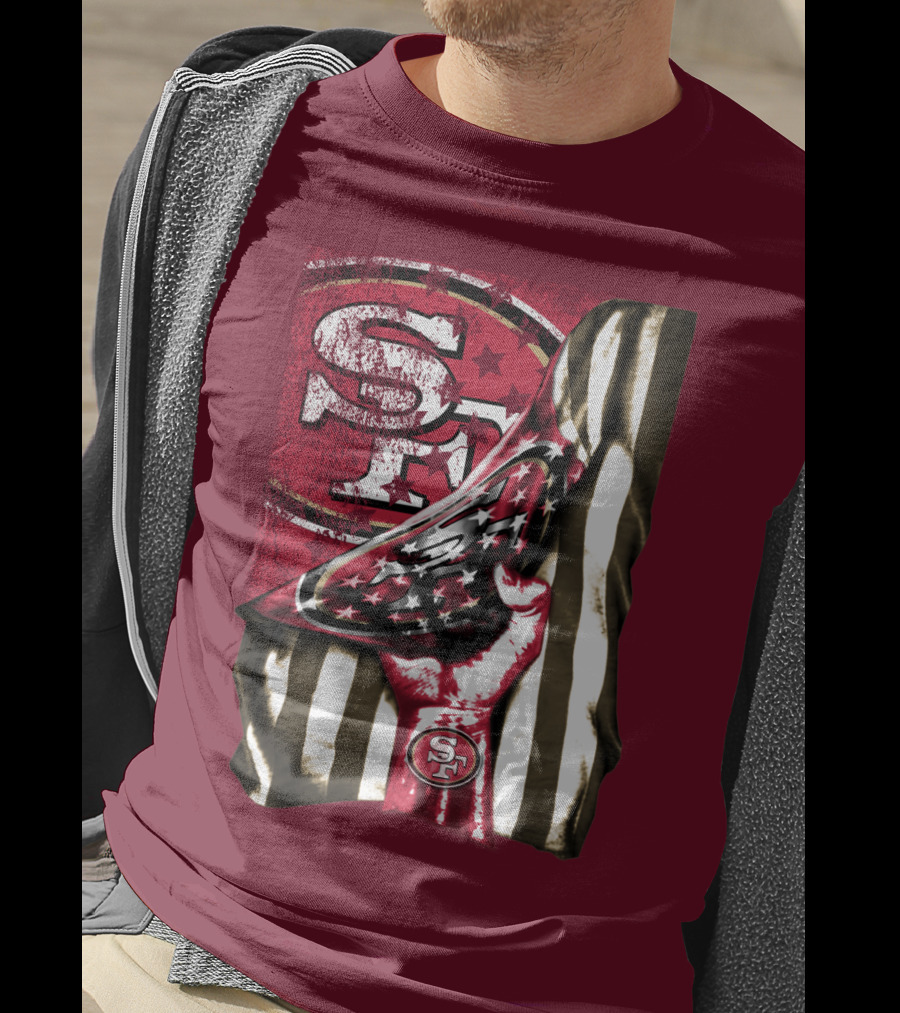 San Francisco 49ers Sf Hand Flag Stars Stripes T-Shirt